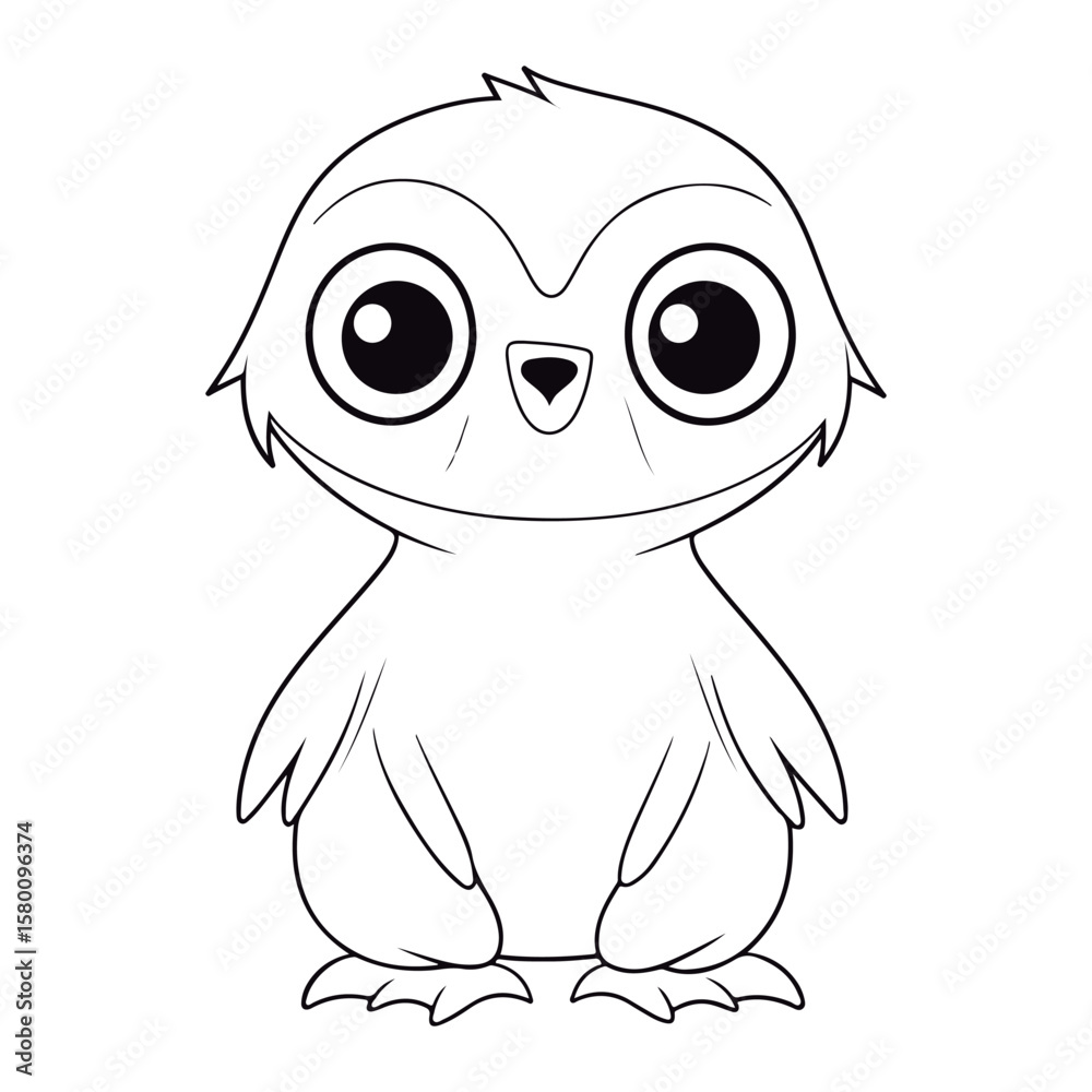 Obraz premium Cute cartoon Sloths Black and white vector illustration for coloring book.