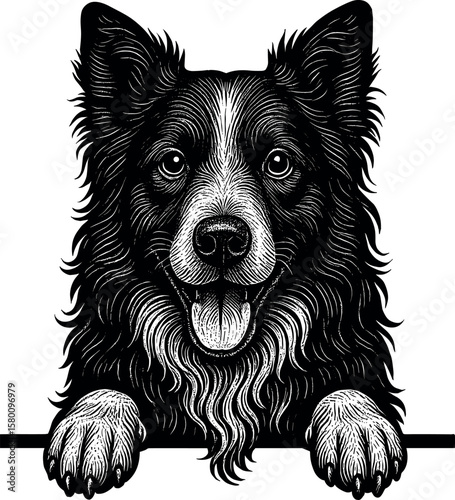 Border Collie Peeking vector silhouette design
