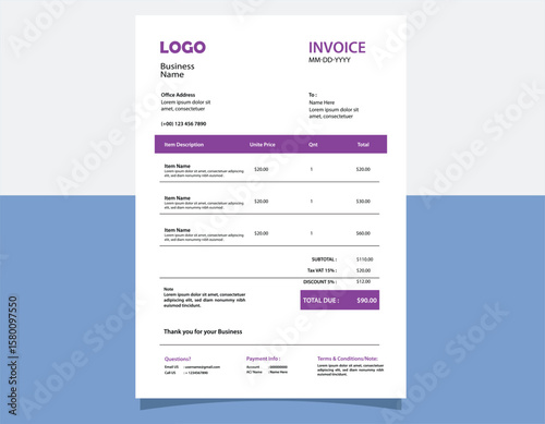 invoice bill template payment slip paper quotation receipt voucher