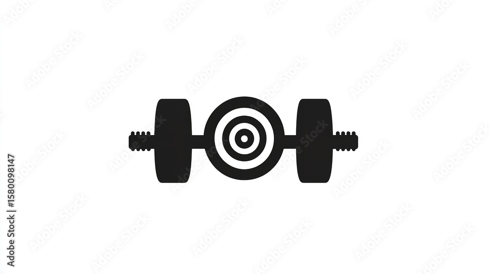 Fototapeta premium Dumbbell target fitness gym workout exercise weightlifting strength training equipment vector illustration silhouette