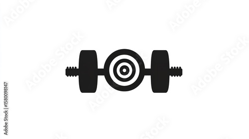 Dumbbell target fitness gym workout exercise weightlifting strength training equipment vector illustration silhouette
