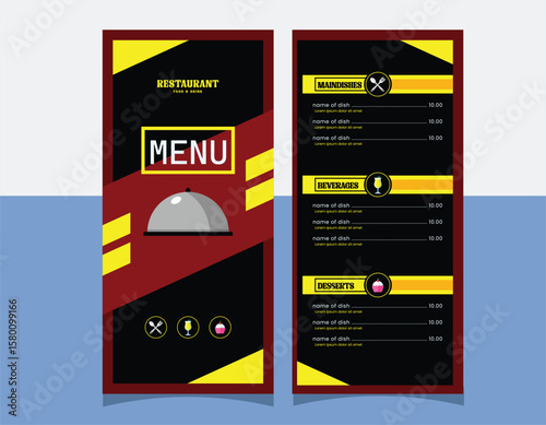 Restaurant food menu template. Minimalist menu layout design. Booklet, brochure, cover, flyer design. Vector illustration