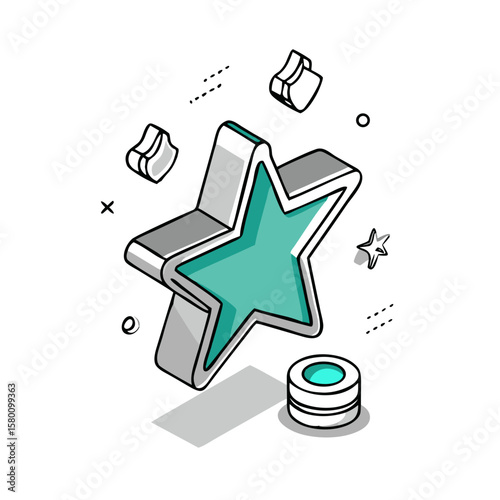 Star icon for achievements, rankings, favorites, reviews, badges, profile visuals, mobile apps, and reward program presentations