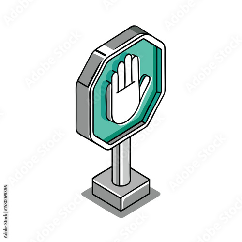 Stop sign icon for road safety apps, warning visuals, signage design, caution messages, police infographics, and driving instruction