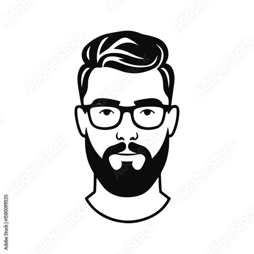 Man icon, businessman avatar vector, office worker icon, hipster face design, graphic male portrait, businessman avatar, bearded man, office worker, hipster face, male portrait