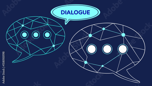 Conceptual Dialogue Illustration Two Interconnected Speech Bubbles for Modern Communication