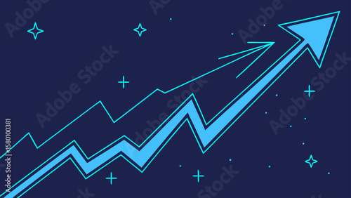 Upward Growth A Stylized Illustration of Progress and Success Against a Dark Blue Backdrop