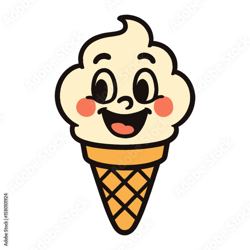 Cheerful ice cream cone illustration vector