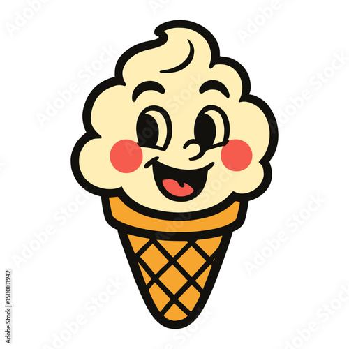 Playful vintage ice cream cone vector