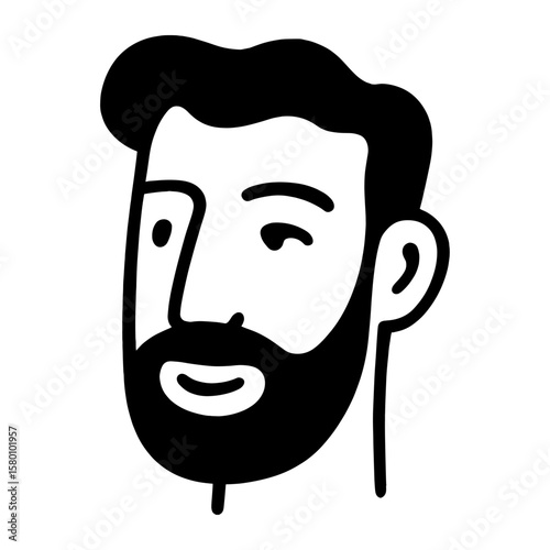 Minimalist bearded man illustration vector