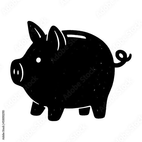 Minimalist piggy bank silhouette vector