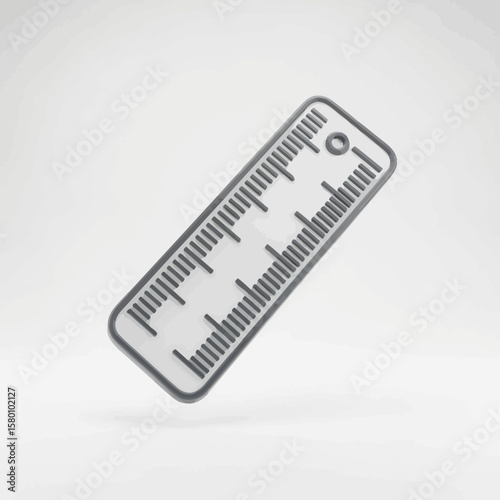 Gray and White Ruler with Increments and Hole for Hanging