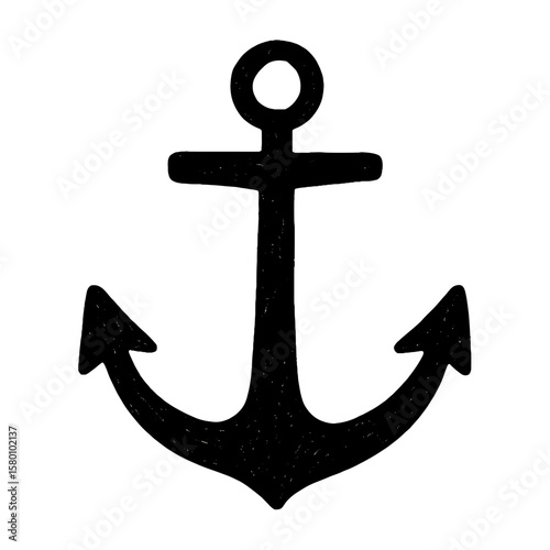 Nautical anchor silhouette illustration vector