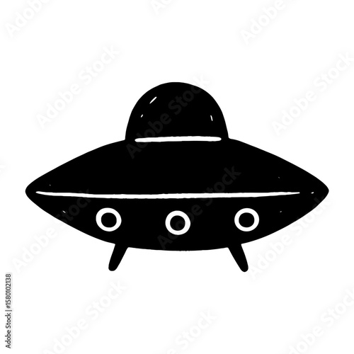Minimalist UFO spaceship illustration vector