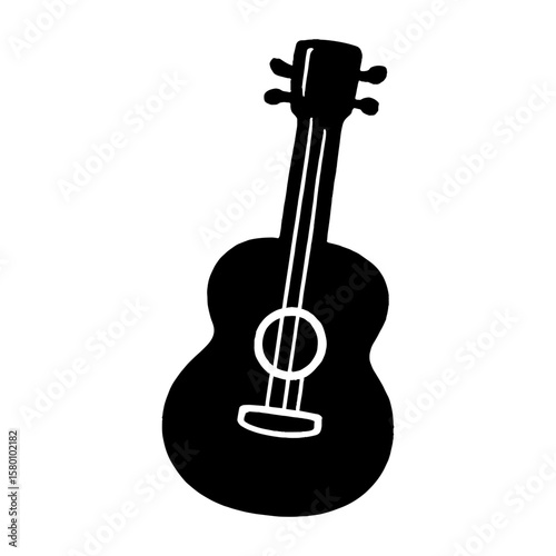 Silhouette acoustic guitar illustration vector