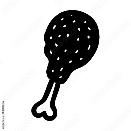 Simple black chicken drumstick illustration vector