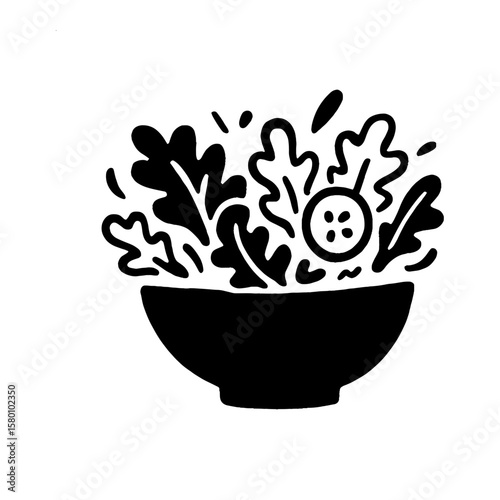Fresh salad bowl illustration vector