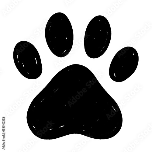 Simple black paw print illustration vector