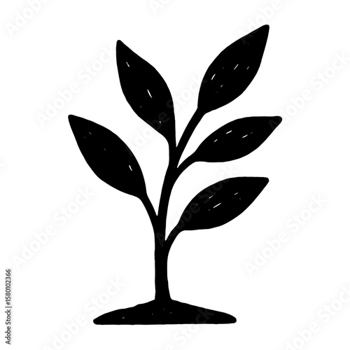 Minimalist plant silhouette illustration vector