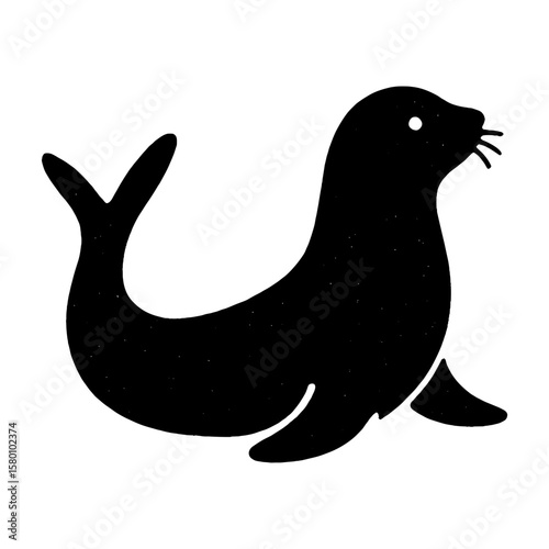 Minimalist seal silhouette illustration vector