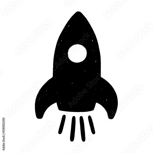Minimalist rocket launch icon vector