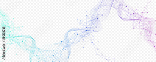 Abstract tech network connection dots. Digital technology and big data analysis background. White background with plexus lines. Geometric background with abstract mesh