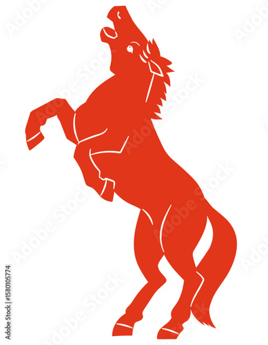 立ち上がる馬のシルエットベクターイラスト