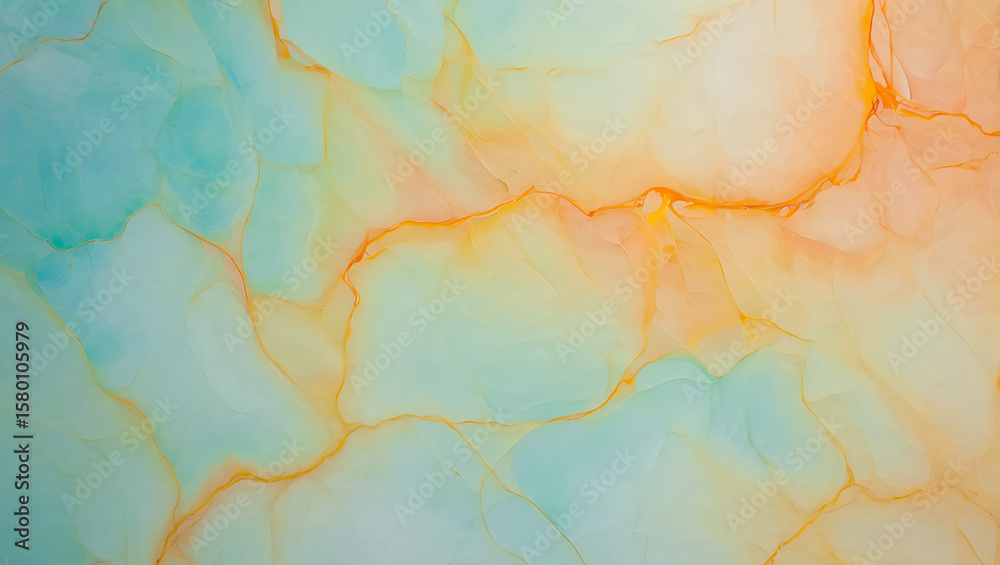 Obraz premium Aqua orange marble abstract texture