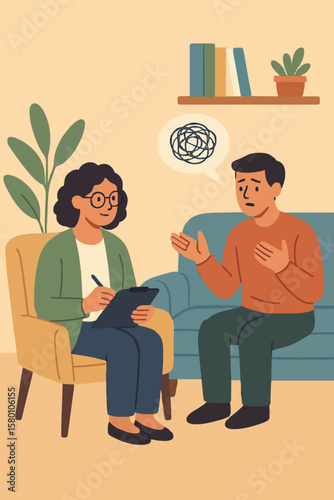 Flat Vector Mental Health Counseling Session