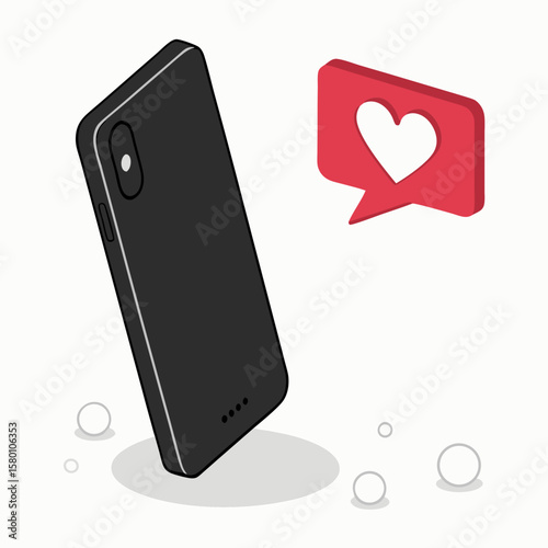 a cell phone with a heart symbol