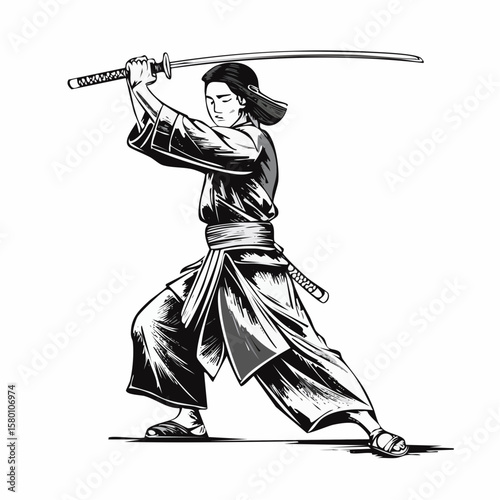 japanese samurai with sword
