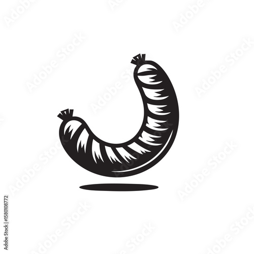Sausage black and white silhouette icon
