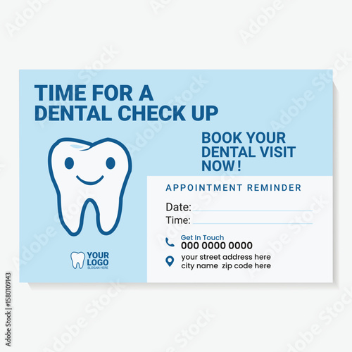 Dental Appointment Reminder Card Template – Editable Vector Design