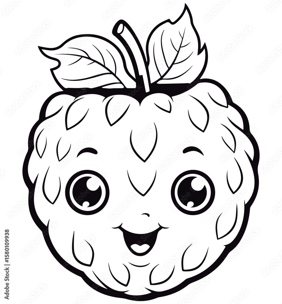Obraz premium Cute Cartoon Berry outlined for coloring book isolated on a white background.
