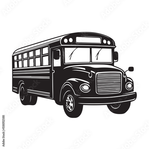 School bus silhouette, School bus Vector illustration, School bus design for back to school, preschool, 100 days of school, kindergarten, pre-k