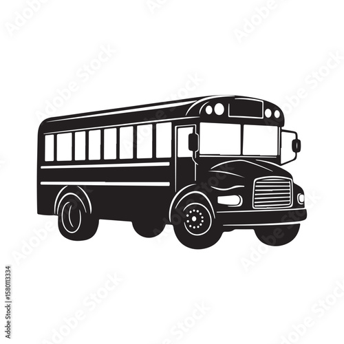 School bus silhouette, School bus Vector illustration, School bus design for back to school, preschool, 100 days of school, kindergarten, pre-k