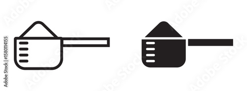 Scoop line icon vector illustration set.Clean minimalistic kitchenware ladle icon
