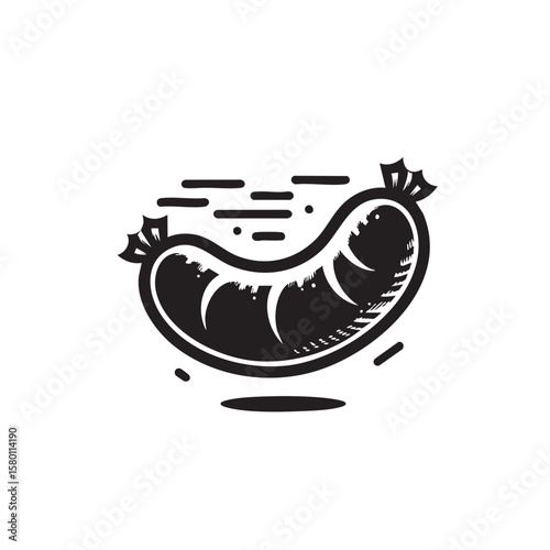 Sausage black and white silhouette icon