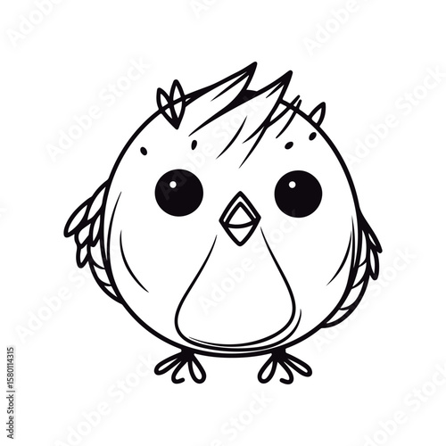 Cute cartoon baby Accentor Black and white vector illustration for coloring book.