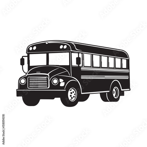 School bus silhouette, School bus Vector illustration, School bus design for back to school, preschool, 100 days of school, kindergarten, pre-k