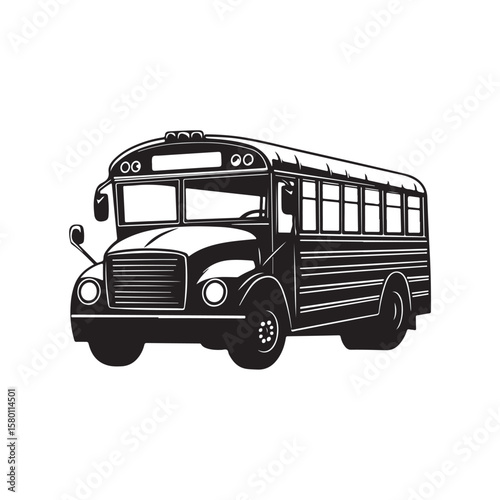 School bus silhouette, School bus Vector illustration, School bus design for back to school, preschool, 100 days of school, kindergarten, pre-k