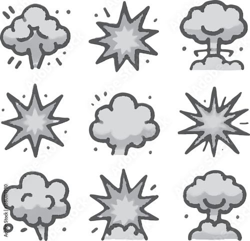 explosion vector art black grey