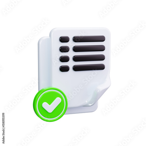 document check 3d render icons