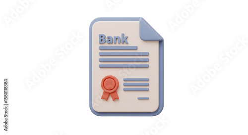 3d Bank Document Certificate Contract Agreement on Transparent Image