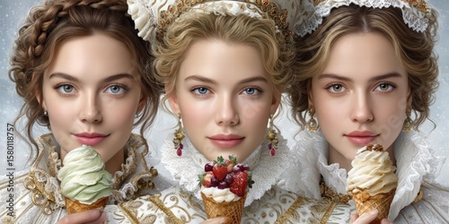 Ice cream flavors personified as elegant characters  Lady Vanilla