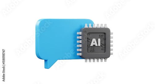 3D AI Chat Bubble Icon Artificial Intelligence Communication Design
