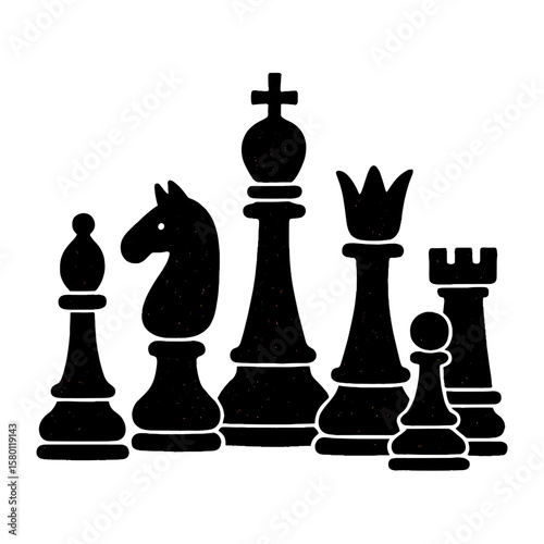Chess pieces silhouette strategy vector