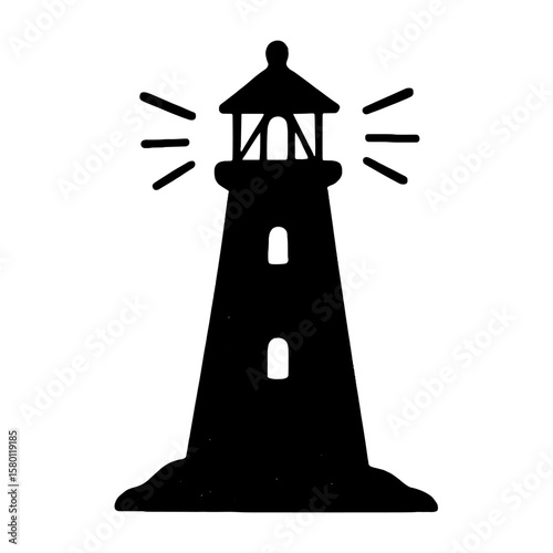 Beacon silhouette guiding ships vector
