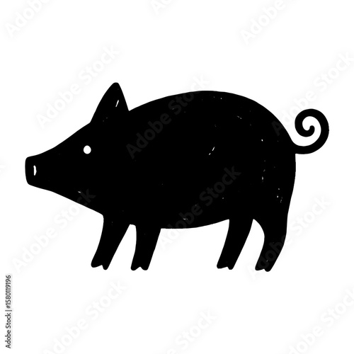 Silhouette pig farm animal illustration vector
