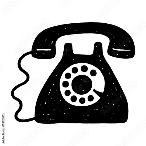 Vintage rotary phone silhouette illustration vector